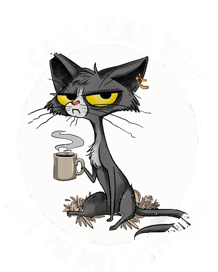 Funny Cat I Can Hear You But Im Listening Cat And Coffee Zip Tote Bag