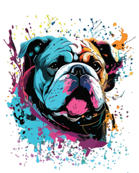 Colorful Splash Art English Bulldog Portrait Puppy Owner V-Neck T-Shirt