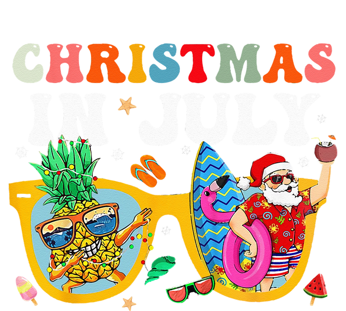 Christmas In July Santa Sunglasses Summer Beach Funny Xmas T-Shirt