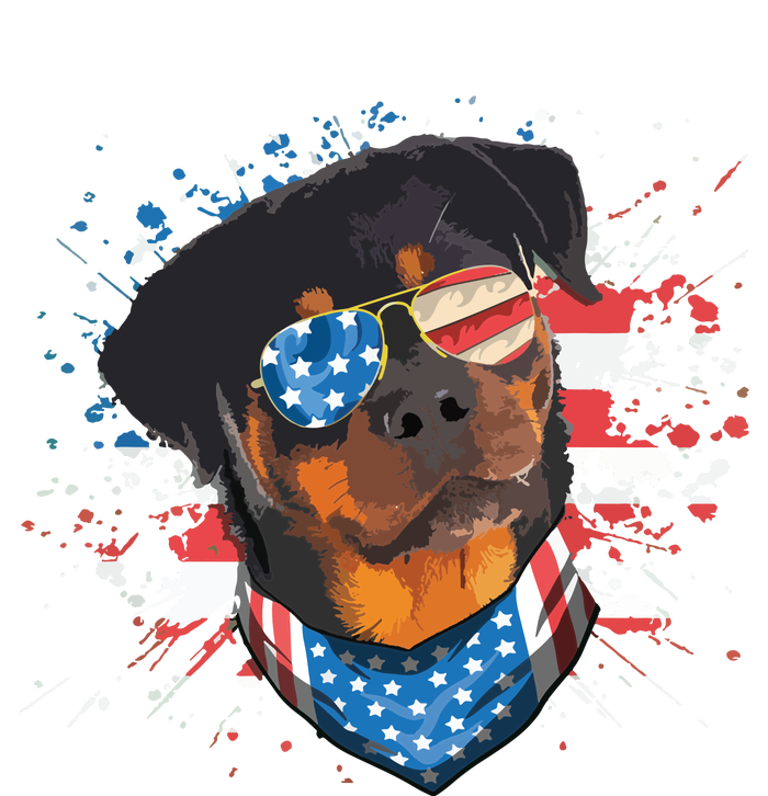 American Flag Rottweiler Dog Lover Funny 4th Of July Dog T-Shirt