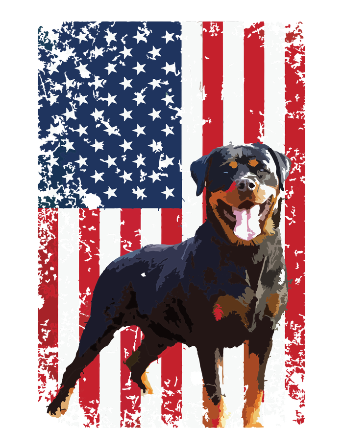 American Flag Rottweiler Dog Lover Funny 4th Of July Dog T-Shirt