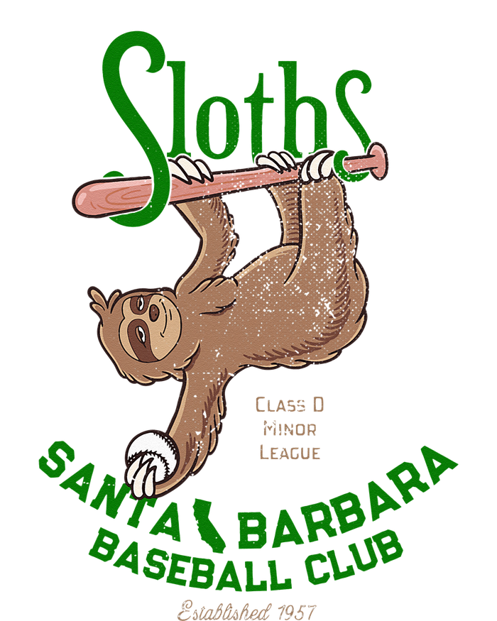 Santa Barbara Sloths Minor League Retro Baseball Team Full Zip Hoodie