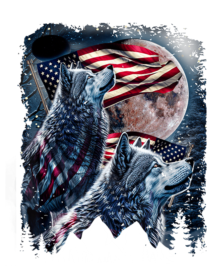 Wolf 4th Of July American Flag Howling Wolves Under Moon Button