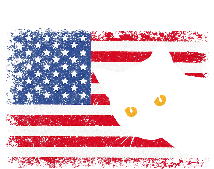 Meowica 4th of July Cat American Flag America USA Funny Tall Long Sleeve T-Shirt