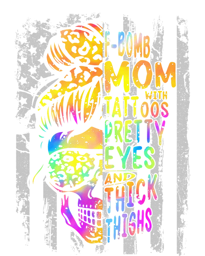 F Bomb Mom With Tattoos Pretty Eyes And Thick Thighs Skull Cropped Pullover Crew