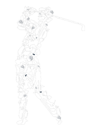 Golfer silhouette filled with golf things Ladies Long Sleeve Shirt