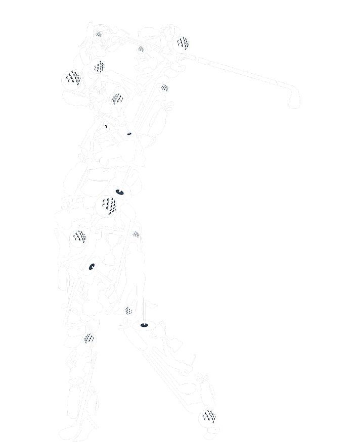 Golfer silhouette filled with golf things Ladies Long Sleeve Shirt