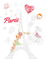 Love Paris Theme Travel France Flower Eiffel Tower Womens Funnel Neck Pullover Hood