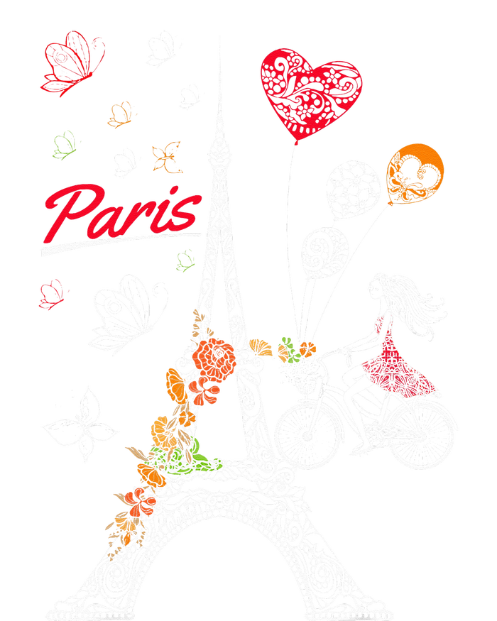 Love Paris Theme Travel France Flower Eiffel Tower Womens Funnel Neck Pullover Hood