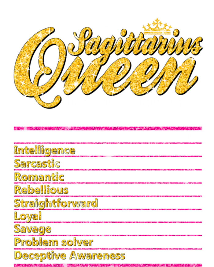 Sagittarius Queen Nutrition Facts Label Zodiac Sign Birthday Cool Gift T-Shirt