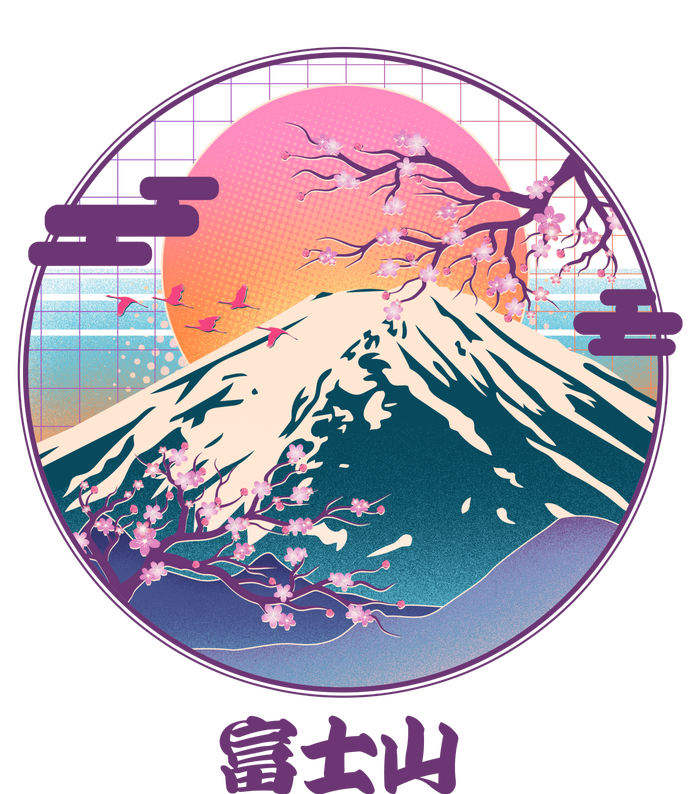 Retro 1980s Japanese Mount Fuji Poster