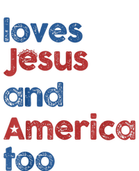 Retro Loves Jesus and America Too 4th Of July Gifts  T-Shirt