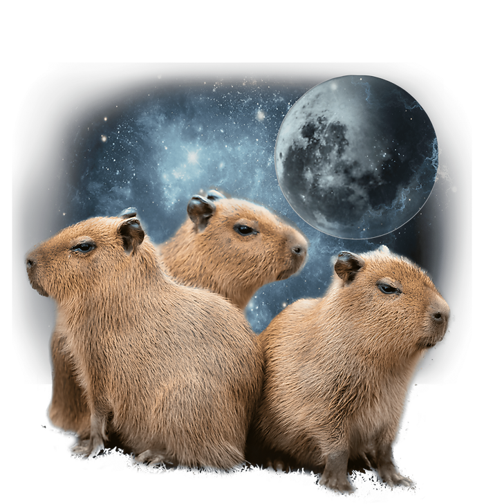 Three Capybaras And Moon Funny Capybara Humor Parody Kids Sweatshirt