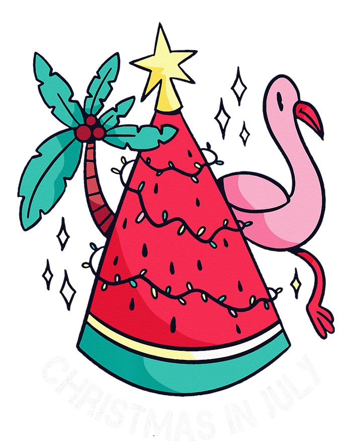 Christmas In July Watermelon Flamingo Xmas Tree Summer Gifts Drawstring Bag