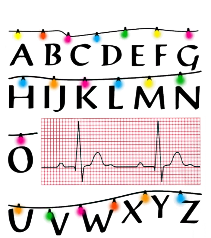 Nurse Pqrst Alphabet Christmas Lights Tree Heartbeat Xmas Cool Gift T-Shirt