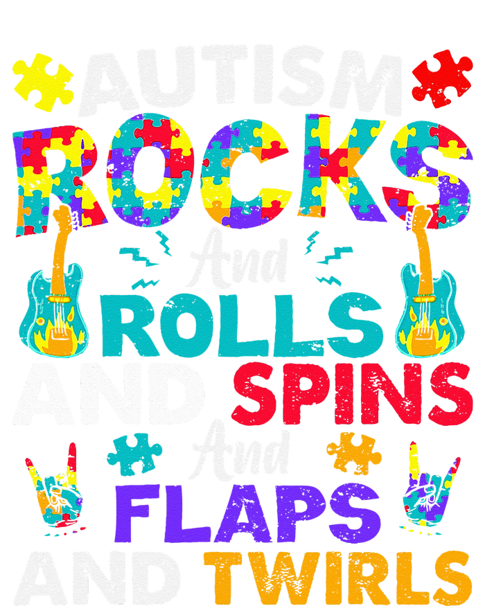 Autism Rocks And Rolls Funny Autism Awareness Month Performance Long Sleeve Polo