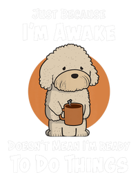 Funny Just Because I’m Awake Cute Doodle Dog with Coffee Women's Fleece Hoodie