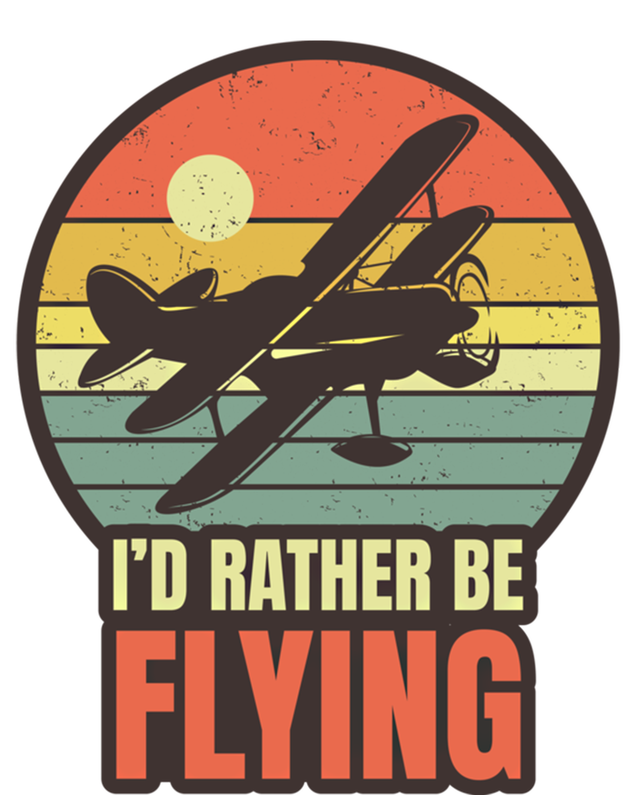 Id Rather Be Flying Aviation Pilot Flight Retro Sunset Meaningful Gift T-Shirt