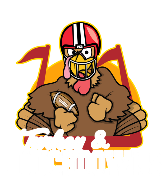 Turkey and Touchdowns Funny Thanksgiving Football Women's T-Shirt