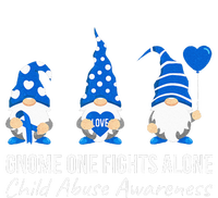 Gnome One Fights Alone Child Abuse Awareness Blue Ribbon Striped Beanie with Solid Band