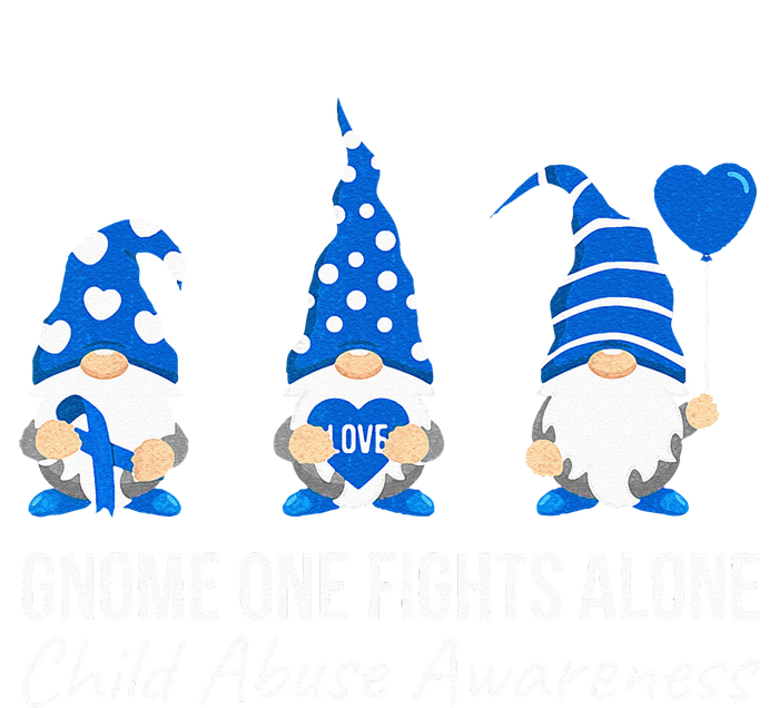 Gnome One Fights Alone Child Abuse Awareness Blue Ribbon Striped Beanie with Solid Band