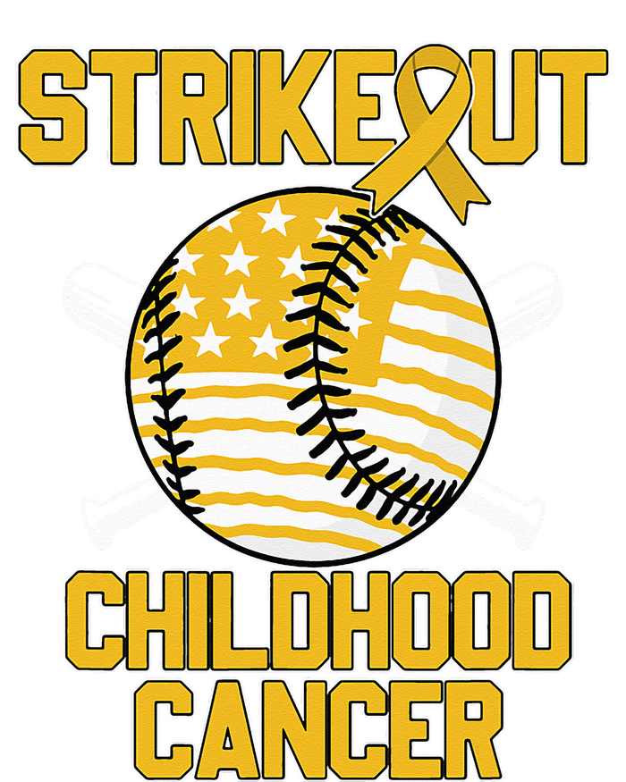 American Flag Strikeout Childhood Cancer Baseball T-Shirt