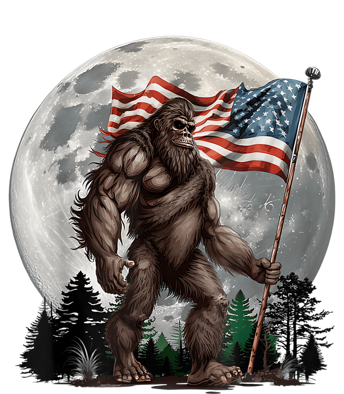 Bigfoot Sasquatch American Flag Full Moon Patriotics 25L Jumbo Tote