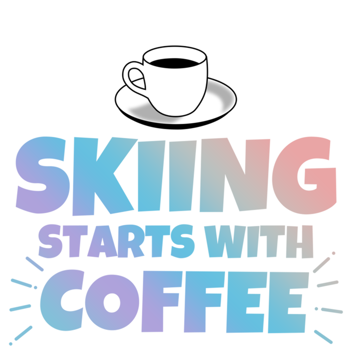 Skiing Starts With Coffee Funny Gift Stripe Pom Pom Beanie