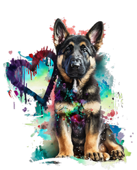 German Shepherd Puppy Mom Lover Watercolor Painting Heart Dry Zone Grid Polo