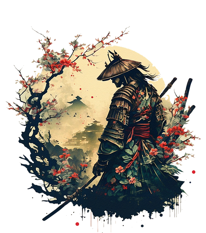 Aesthetic Vintage Samurai Japanese Art Samurai Retro Cherry Premium T-Shirt