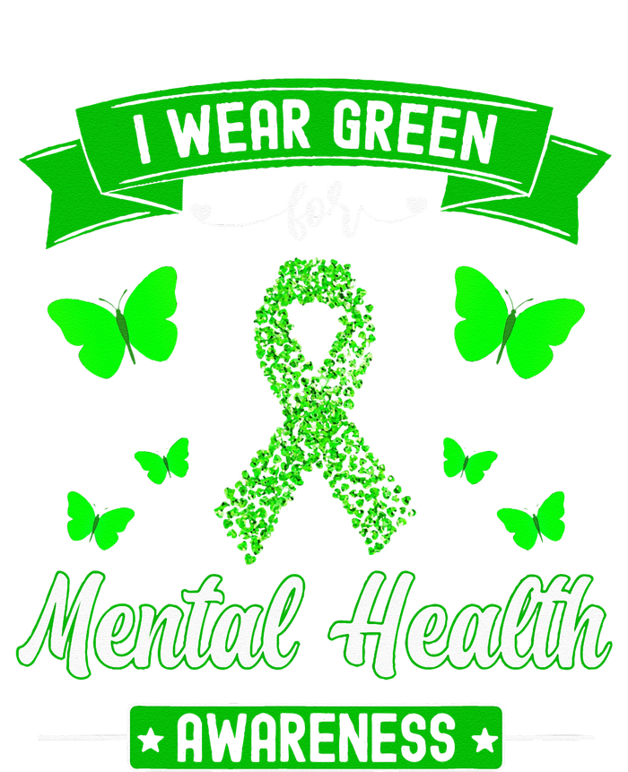 I Wear Green For Mental Health Awareness Ribbon Butterfly Toddler Long Sleeve Shirt