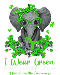 I Wear Green For Mental Health Awareness Ribbon Elephant Full-Length Apron With Pockets