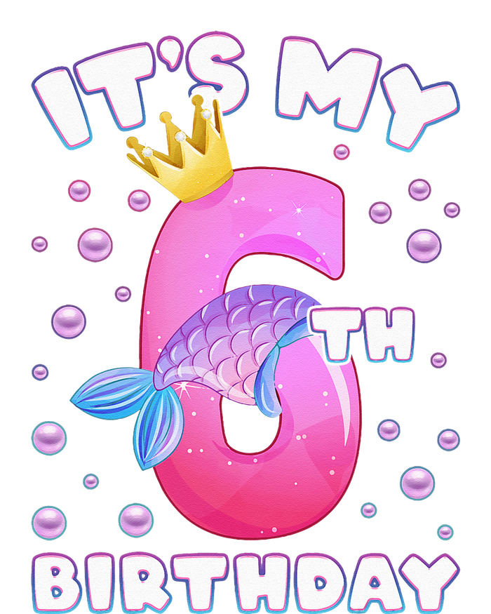 6th Birthday Girl Mermaid Fin Number 6 Kids T-Shirt