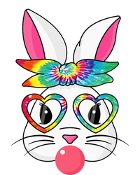 Cute Bunny With Tie Dye Bandana Heart Glasses Easter Day Womens Cotton Relaxed Long Sleeve T-Shirt