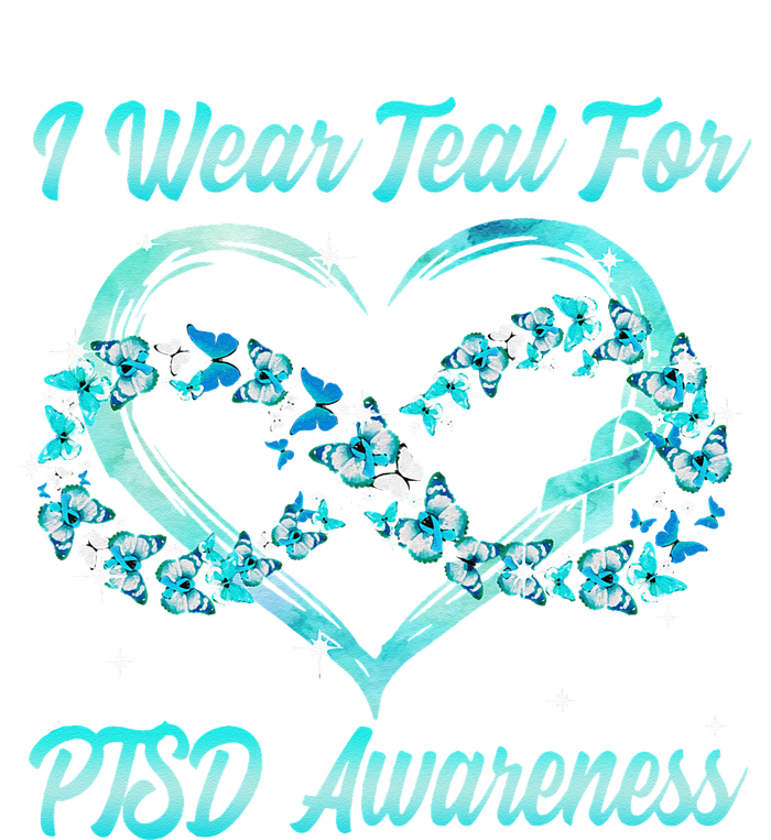 I Wear Teal For PTSD Awareness Heart Butterfly Toddler Zip Fleece Hoodie