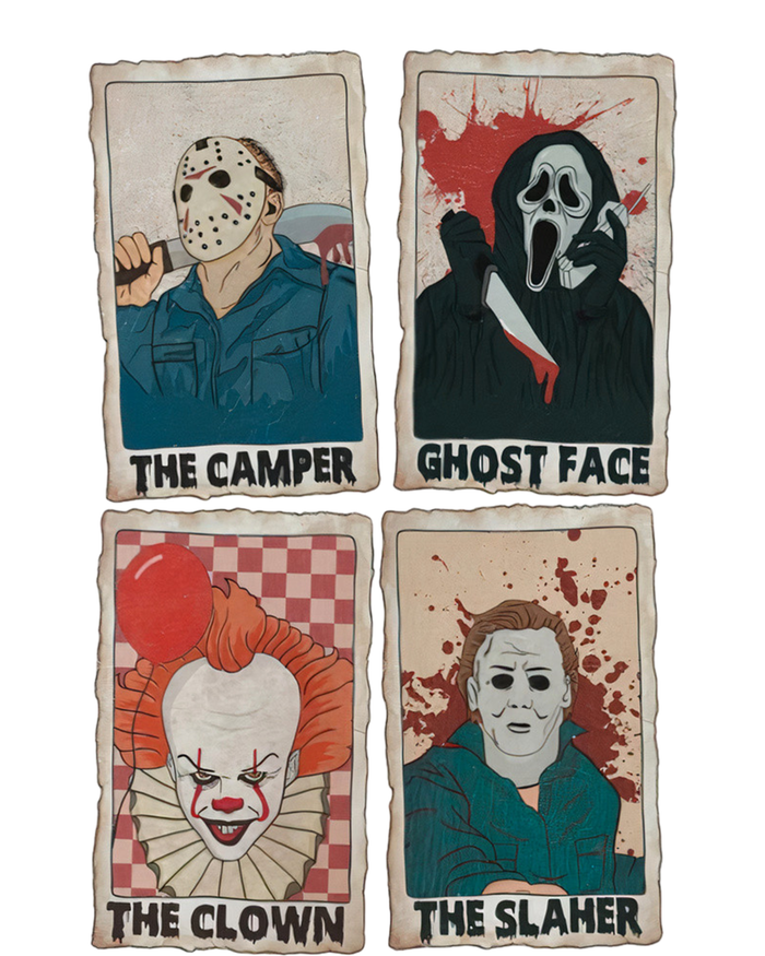 Camper Ghostface Clown Slaher Horror Characters Tarot Card Horror Halloween Kids Hoodie