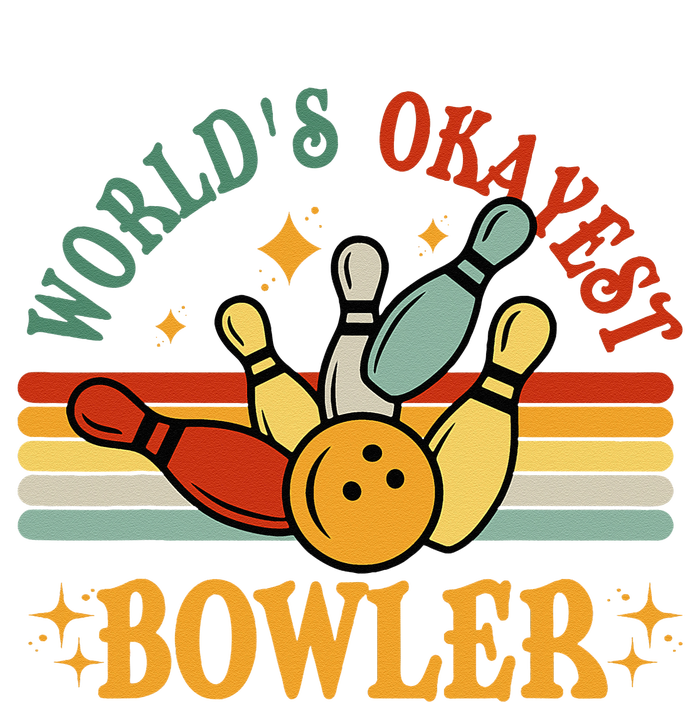 Retro Worlds Okayest Bowler Funny Men Women Mom Kids Bowling T-Shirt