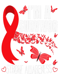 Im A Survivor Stroke Awareness Red Ribbon Brain Attack Tall Sweatshirt