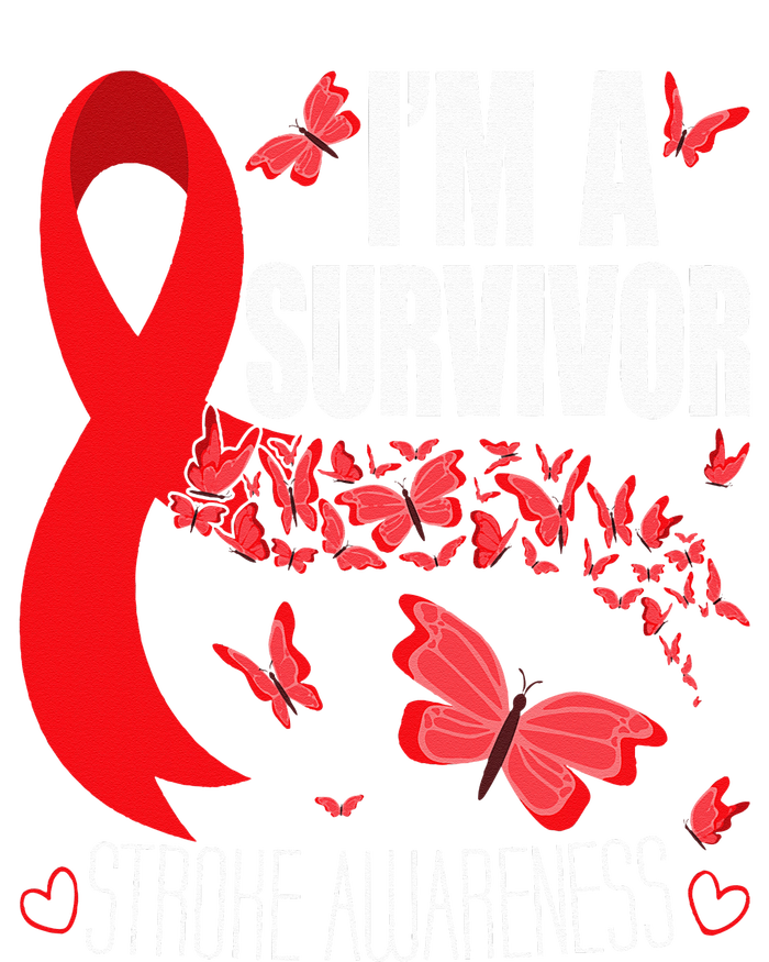 Im A Survivor Stroke Awareness Red Ribbon Brain Attack Tall Sweatshirt