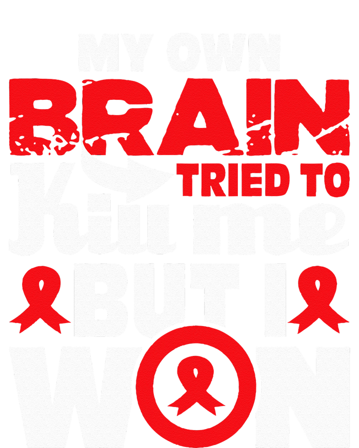 My Own Brain Tried To Kill Me Stroke Survivor Red Ribbon Yupoong Adult 5-Panel Trucker Hat