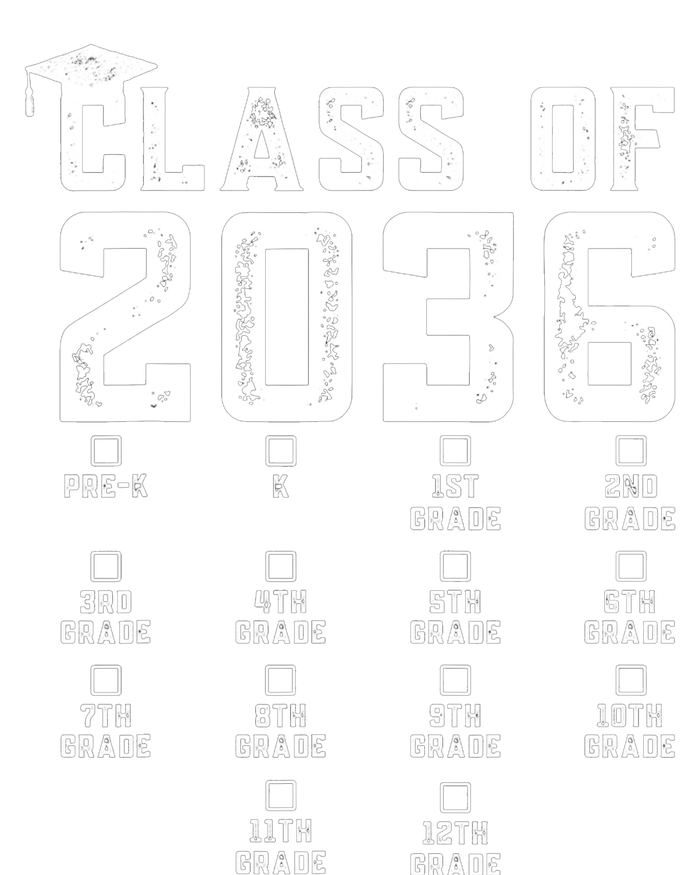 Class Of 2036 Grow With Me With Space For Checkmarks T-Shirt