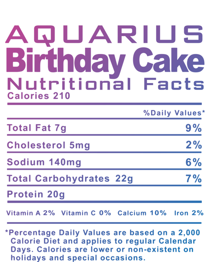 Aquarius Birthday Cake Nutrition Facts Gift T-Shirt