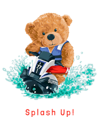 Cool Teddy Bear With Ridding Summer Jet Ski Graphic Designs Gift Baby Bodysuit