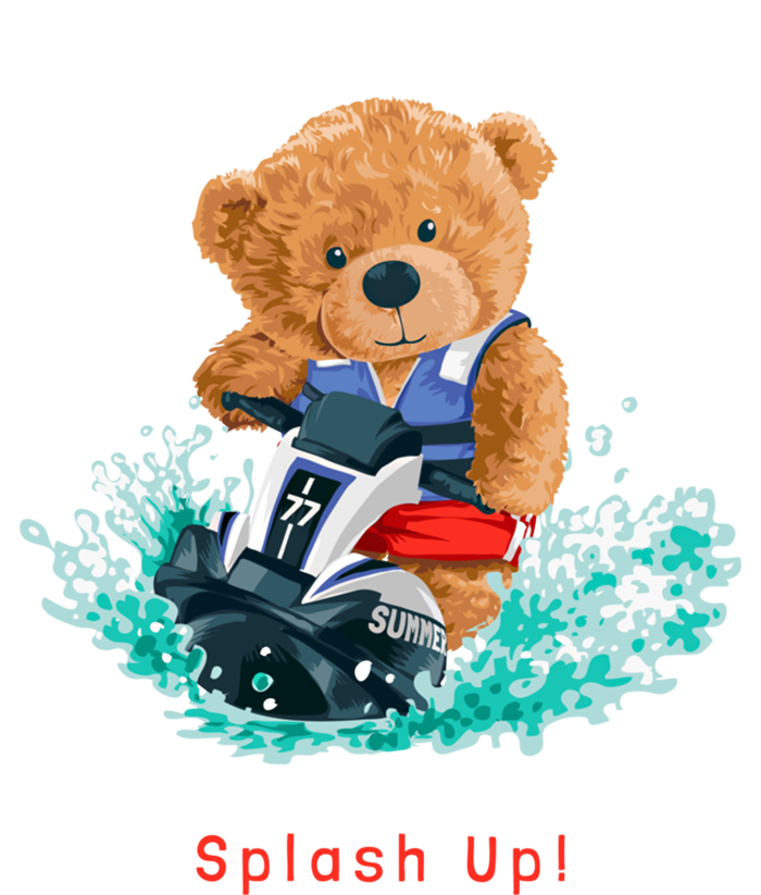 Cool Teddy Bear With Ridding Summer Jet Ski Graphic Designs Gift Baby Bodysuit