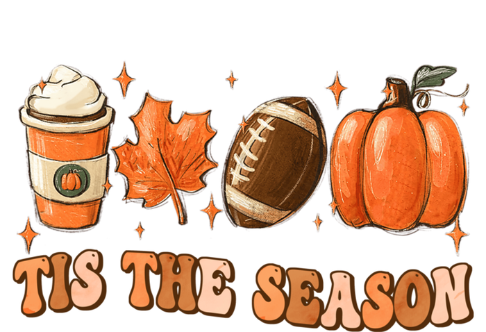 Tis The Season Pumpkin Leaf Latte Fall Thanksgiving Football Long Sleeve Pajama Set