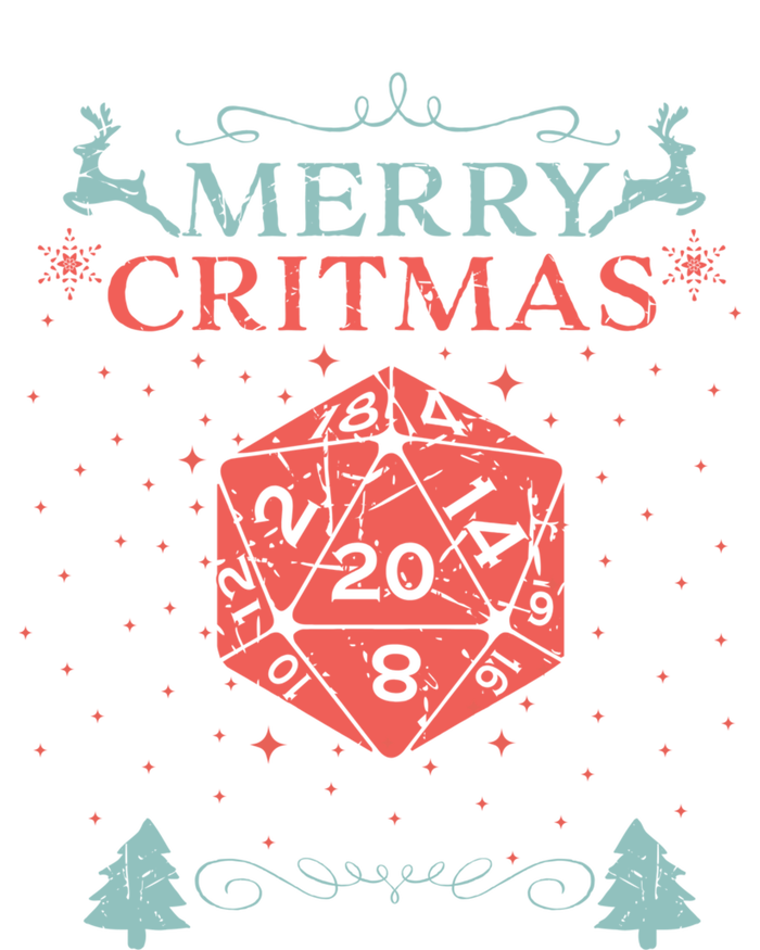 Merry Critmas 20 Sided Dice RPG Christmas Holiday Board Game T-Shirt