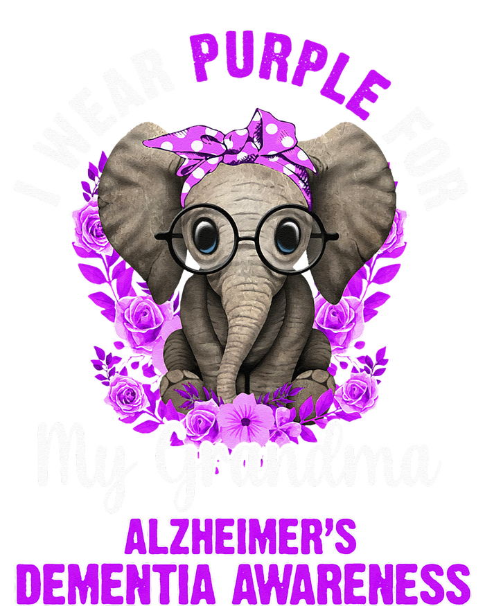 I Wear Purple For Grandma Dementia Awareness Elephant Womens Cotton Relaxed Long Sleeve T-Shirt