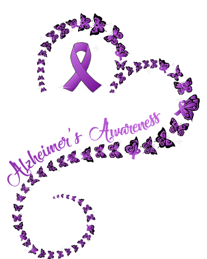 Purple Ribbon Butterfly Heart Alzheimers Awareness T-Shirt