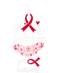 Middle Finger Fck Cancer Blood Cancer Awareness Red Ribbon Blood Cancer Survivor Pom Pom 12in Knit Beanie