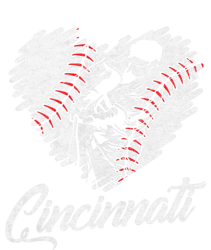 Cincinnati Baseball Heart Distressed Vintage Baseball Fans T-Shirt